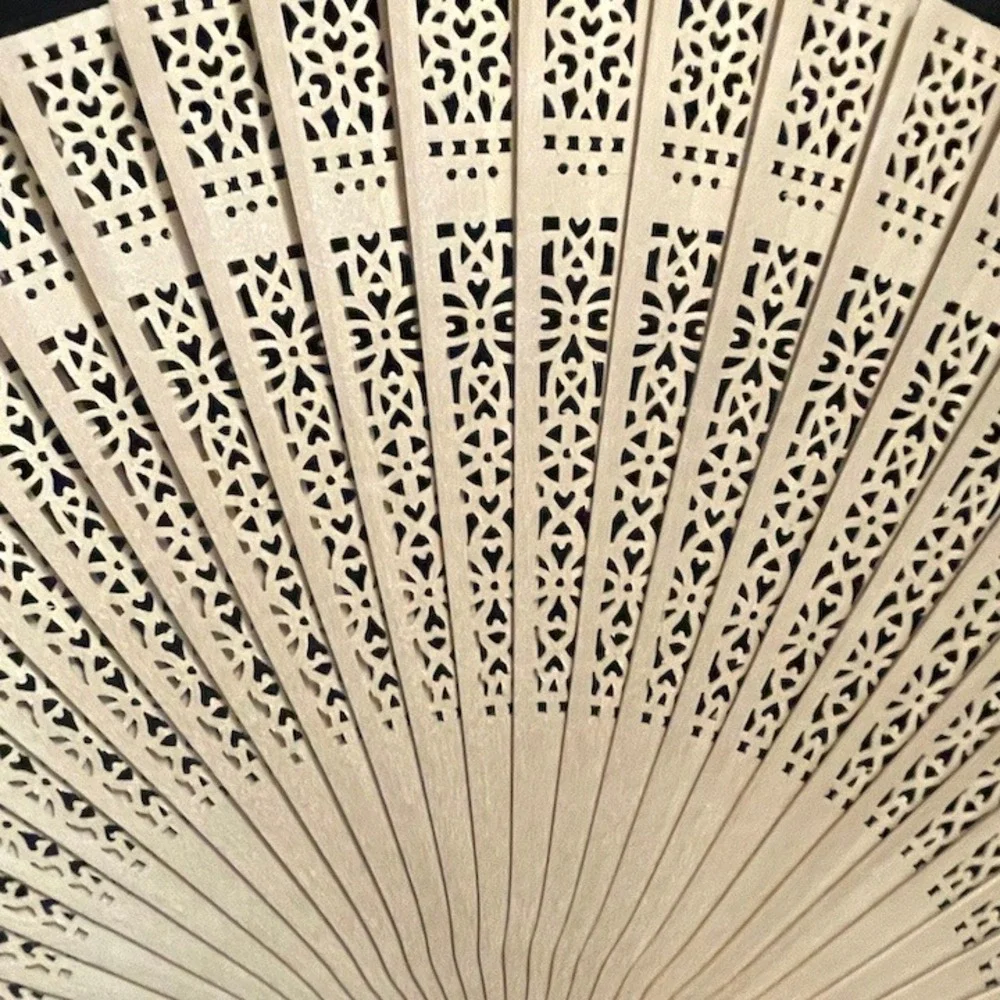Vintage Carved Sandalwood Asian‎ Folding Hand Fan 16